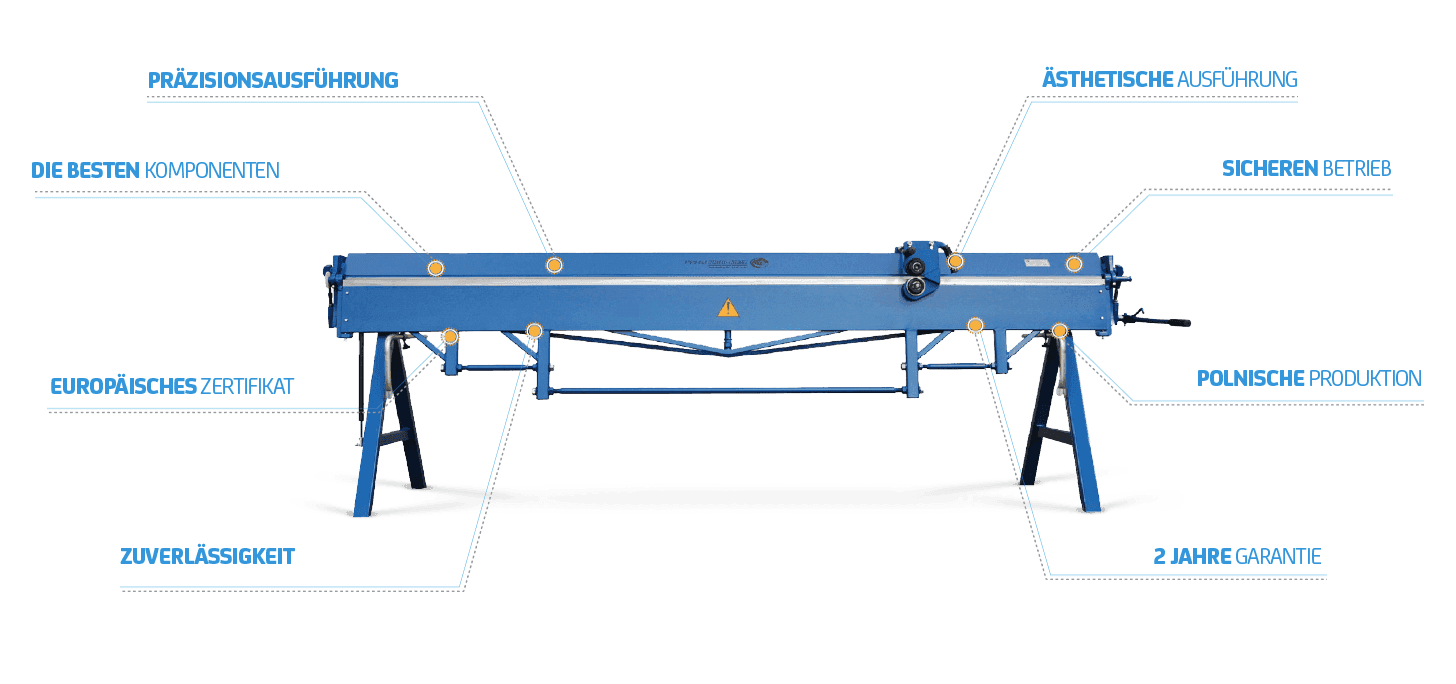 Niebieska zginarka wyprodukowana i oferowana przez Prod-Masz